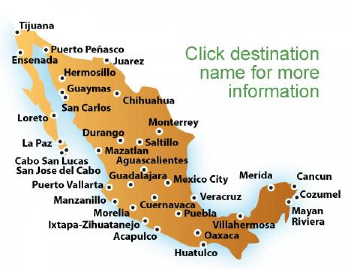 χάρτης της παραλίες στο Μεξικό