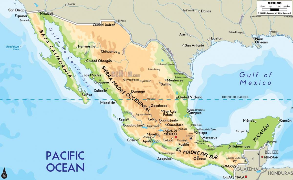 Μεξικό χάρτη φυσική
