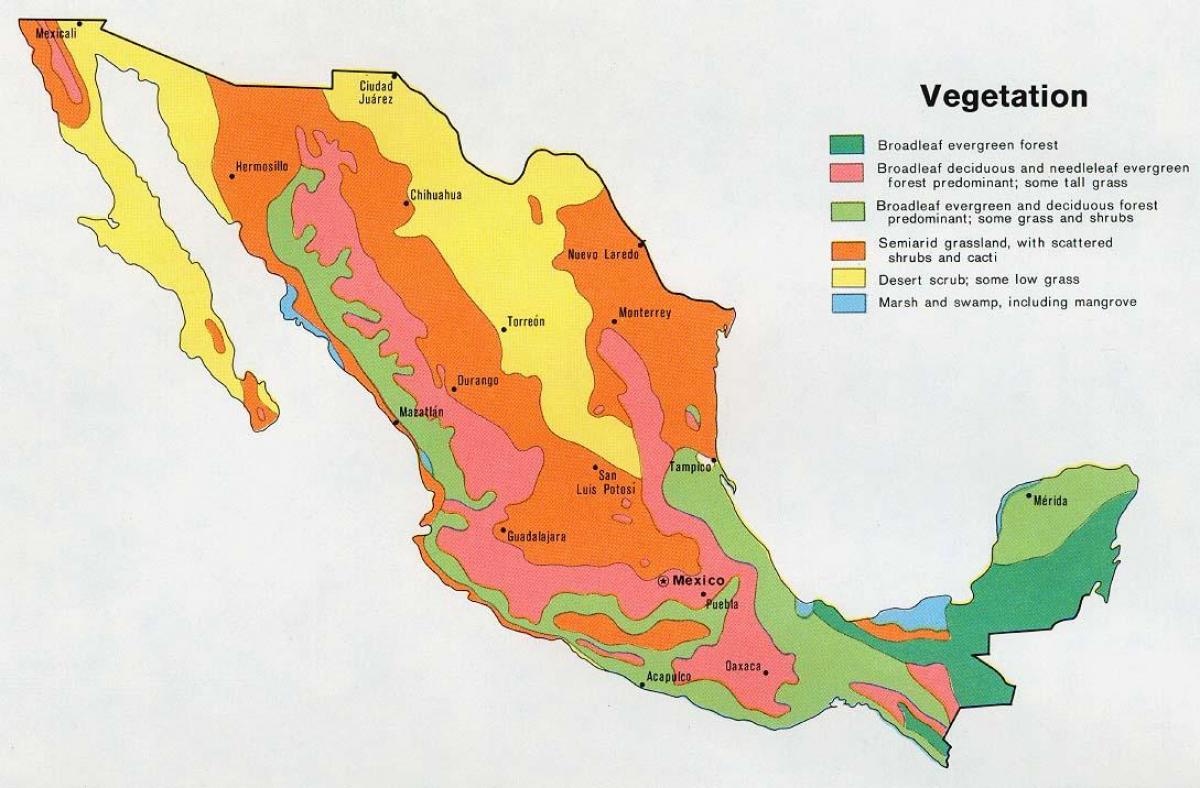 χάρτης του Μεξικού φυσικών πόρων