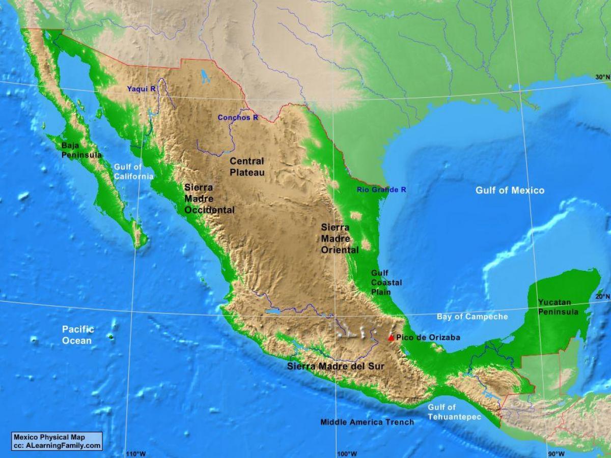 το οροπέδιο του Μεξικού εμφάνιση χάρτη