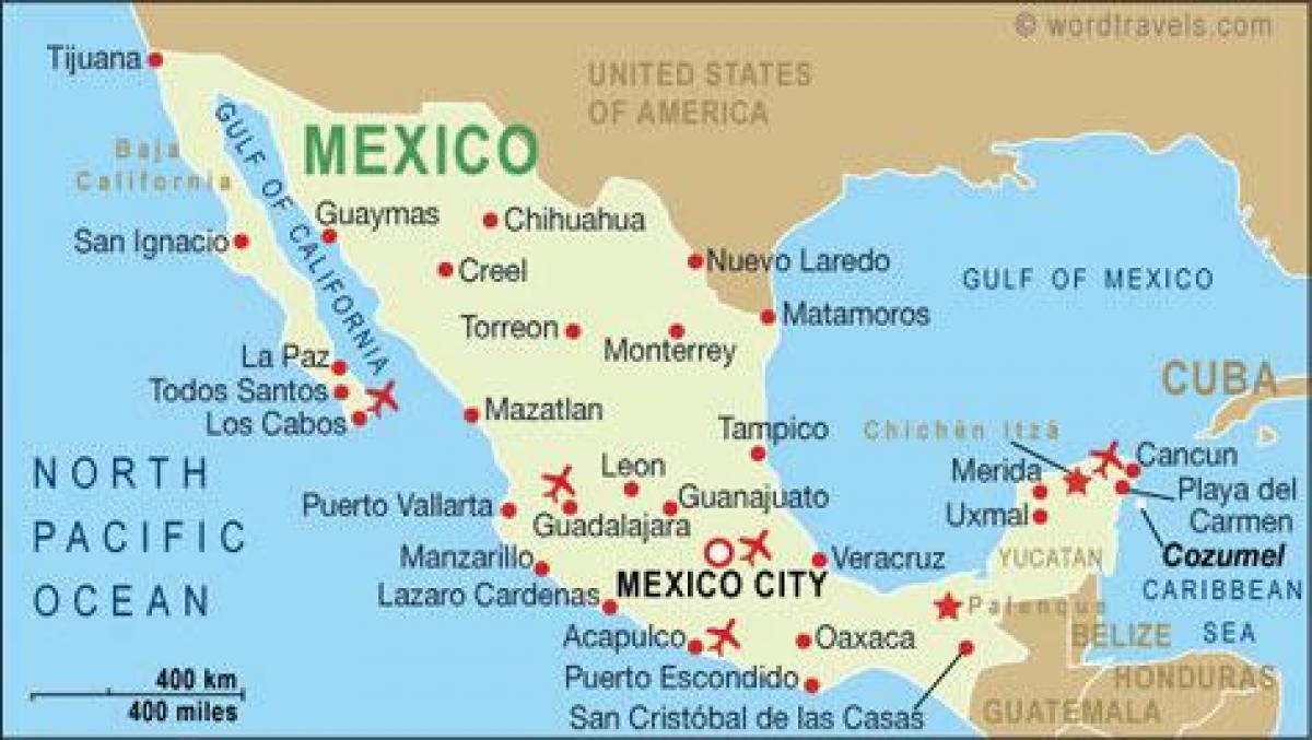 χάρτης αερολιμένων στο Μεξικό
