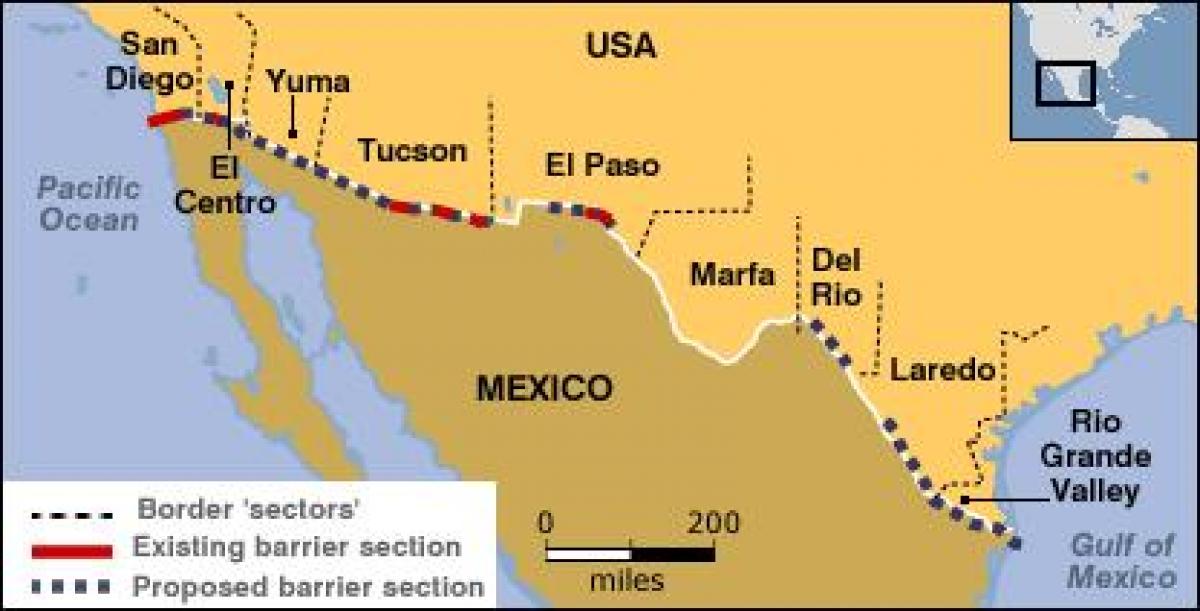 εμφάνιση χάρτη τα σύνορα του μεξικού