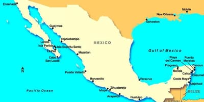 Χάρτης του Μεξικού cruise ports