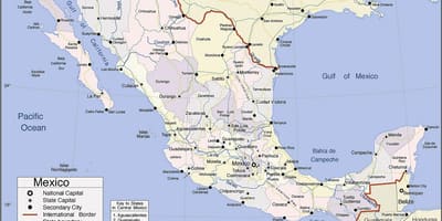Χάρτης του Μεξικού pacific coast resorts