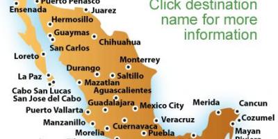 Χάρτης της παραλίες στο Μεξικό